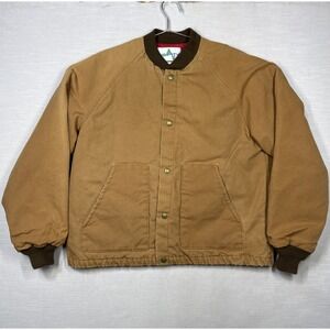 Vintage Liberty Canvas Jacket Men Large Work Chore Jacket Brown Red Quilt Lined